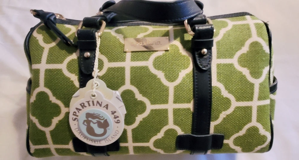 Spartina green and cream geometric pattern bag